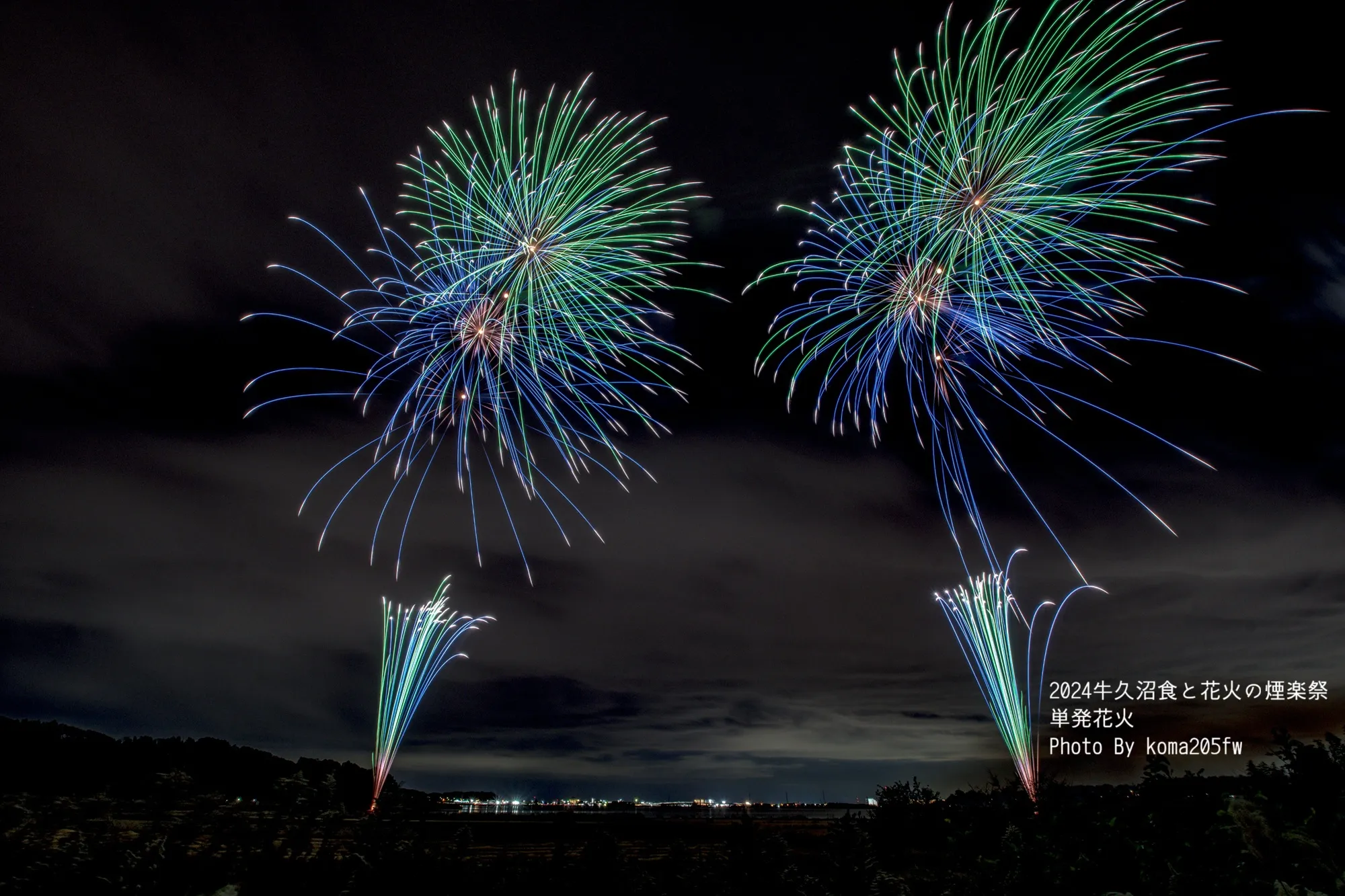 過去大会における山崎煙火製造所による花火の様子