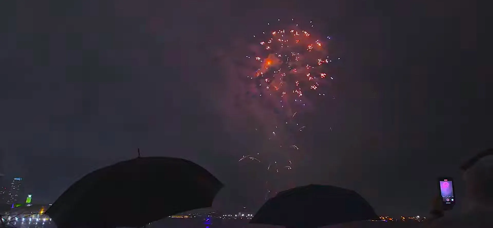 日本丸メモリアルパークから見た花火の様子