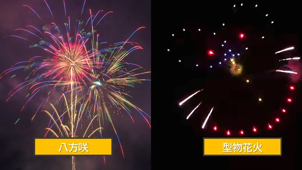 八方咲と型物花火の画像